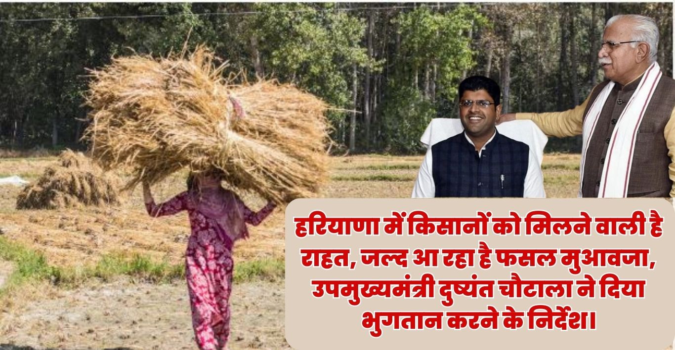 हरियाणा में किसानों को मिलने वाली है राहत, जल्द आ रहा है फसल मुआवजा, उपमुख्यमंत्री दुष्यंत चौटाला ने दिया भुगतान करने के निर्देश।